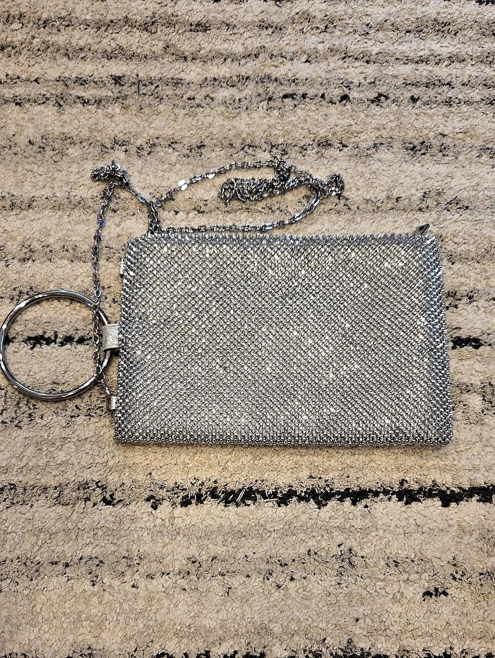 INC Silver Chain Mesh Clutch Excellent Condition Like New